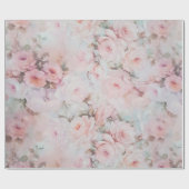 Bohemiroze blauwgroen bloempatroon cadeaupapier (Vlak)