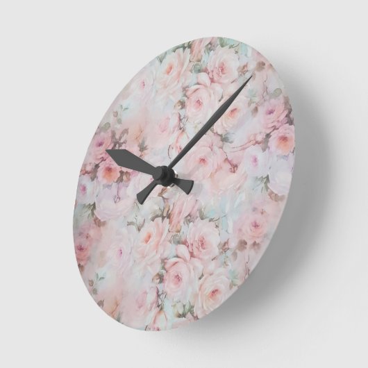 Bohemiroze blauwgroen bloempatroon ronde klok (Hoek)