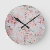 Bohemiroze blauwgroen bloempatroon ronde klok (Voorkant)