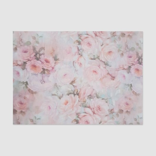 Bohemiroze blauwgroen bloempatroon tissuepapier (Voorkant)