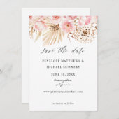 Bohemiroze Floral bespaart de datum Save The Date (Voorkant / Achterkant)