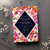 Bohemiroze oranje rozen bloembruiloft kaart