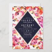 Bohemiroze oranje rozen bloembruiloft kaart (Voorkant)