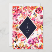 Bohemiroze oranje rozen bloembruiloft kaart (Achterkant)