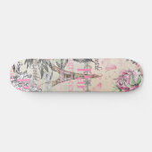 Bohemiroze zwarte flora Paris Eiffeltoren typo Persoonlijk Skateboard (Horizontaal)