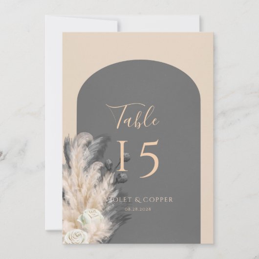 Bohemisch Arch Pampas Grass Weddenschappen Tafnumm Kaart (Voorkant)