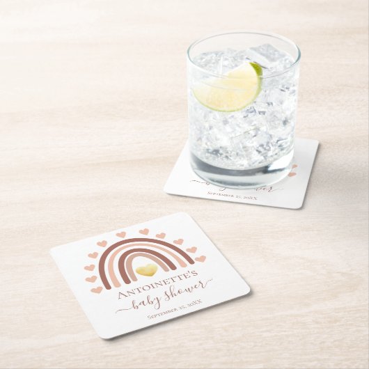 Bohemisch Baby shower Aangepast genaamd Kartonnen Onderzetters (Insitu)