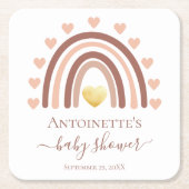 Bohemisch Baby shower Aangepast genaamd Kartonnen Onderzetters (Voorkant)