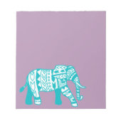 Bohemisch Blauwgroen Tribale Elephant Notitieblok (Voorkant)