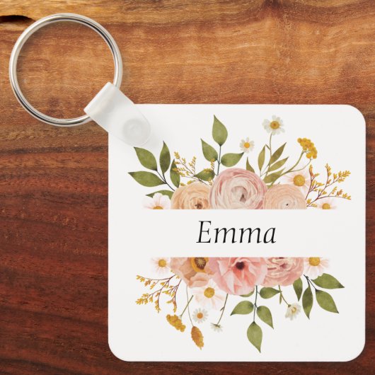 bohemisch bloemmonogram of naam sleutelhanger (Voorkant)