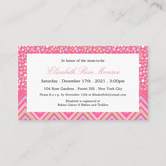 Bohemisch Elephant & Chevron Baby shower Ticket Informatiekaartje (Achterkant)