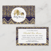 Bohemisch Elephant & Chevron Baby shower Ticket Informatiekaartje (Voorkant / Achterkant)