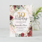 Bohemisch goudglitter 50ste verjaardag kaart (Staand voorkant)