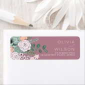 Bohemisch groen en Mauve Chic Floral Flowers Etiket (Insitu)