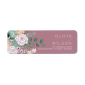 Bohemisch groen en Mauve Chic Floral Flowers Etiket (Voorkant)
