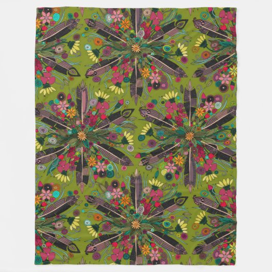 bohemisch groen fleece deken (Voorkant)