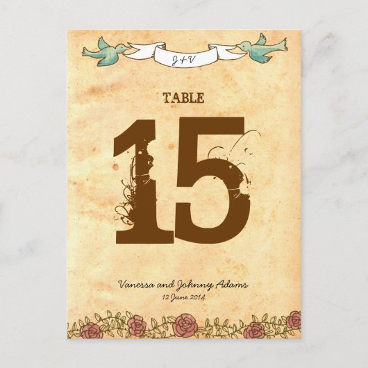 Bohemisch hart, Rozen, vogels en banenhuwelijk Briefkaart (Voorkant)