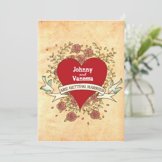 Bohemisch hart, Rozen, vogels en banenhuwelijk Kaart (Staand voorkant)