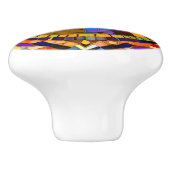 Bohemisch kat -  stijlvolle, kleurrijke mozaïek keramische knop (Zijkant)