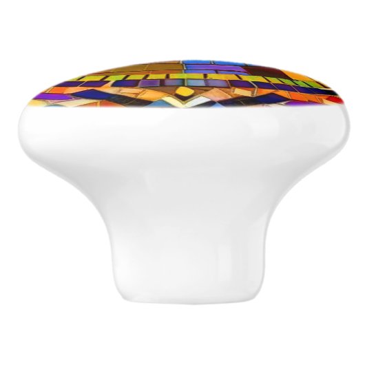 Bohemisch kat -  stijlvolle, kleurrijke mozaïek keramische knop (Zijkant)