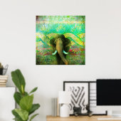  Bohemisch olifant Turquoise Tribal Patroon Poster (Thuiskantoor)