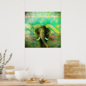  Bohemisch olifant Turquoise Tribal Patroon Poster (Keuken)