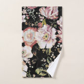 bohemisch oogbolroze bloemen donkerbloem bad handdoek (Handdoek)