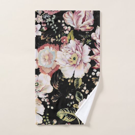 bohemisch oogbolroze bloemen donkerbloem bad handdoek (Handdoek)