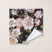 bohemisch oogbolroze bloemen donkerbloem bad handdoek (Wasdoekje)
