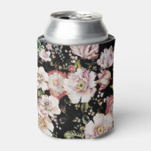 bohemisch oogbolroze bloemen donkerbloem blikjeskoeler (Blikje Voorkant)