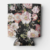 bohemisch oogbolroze bloemen donkerbloem blikjeskoeler (Voorkant)