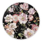 bohemisch oogbolroze bloemen donkerbloem keramische knop (Voorkant)