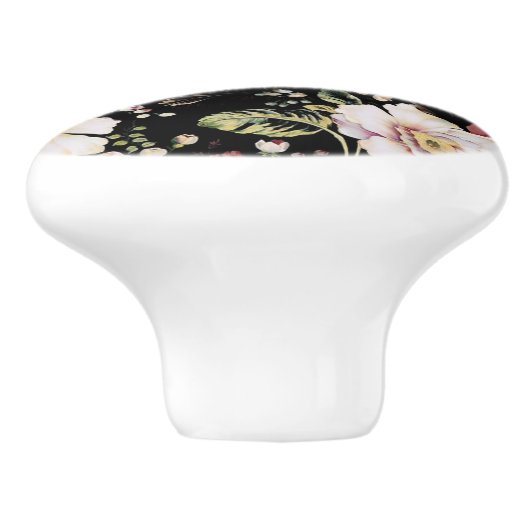 bohemisch oogbolroze bloemen donkerbloem keramische knop (Zijkant)