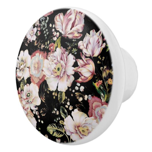 bohemisch oogbolroze bloemen donkerbloem keramische knop (Rechts)