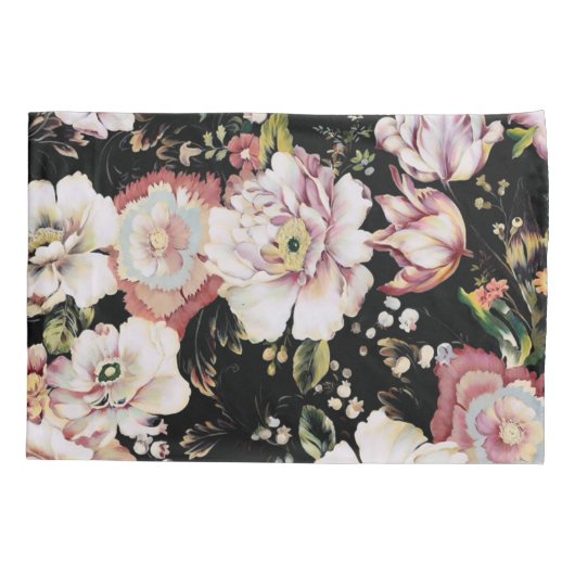 bohemisch oogbolroze bloemen donkerbloem kussensloop (Achterkant-Links)