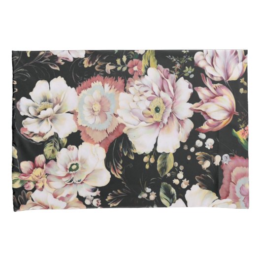 bohemisch oogbolroze bloemen donkerbloem kussensloop (Voorkant-Rechts)