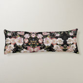 bohemisch oogbolroze bloemen donkerbloem lichaamskussen (Achterkant)