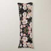 bohemisch oogbolroze bloemen donkerbloem lichaamskussen (Voorkant Verticaal)