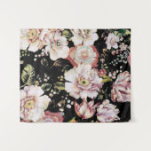 bohemisch oogbolroze bloemen donkerbloem wandkleed (Voorkant (horizontaal))