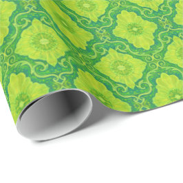 Bohemisch patroon "Palatial floral" geel & groen Cadeaupapier