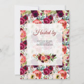 Bohemisch prachtig boho bogundy floral baby shower kaart (Achterkant)