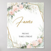 Bohemisch roze rozen groen en goud Favors-teken Poster (Voorkant)