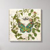 bohemisch schrift franse botanische vlinder canvas afdruk (Voorkant)