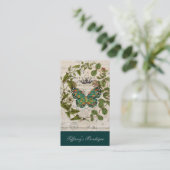 bohemisch schrift franse botanische vlinder visitekaartje (Staand voorkant)