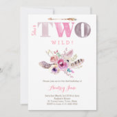 Bohemisch Ze is TWEE Wilde 2e verjaardag, meisje Kaart (Voorkant)