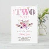 Bohemisch Ze is TWEE Wilde 2e verjaardag, meisje Kaart (Staand voorkant)