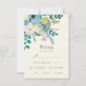 Bohemisch Zee Groenen Chic Floral Flowers Uitnodig Kaart (Voorkant)