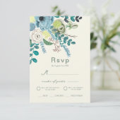 Bohemisch Zee Groenen Chic Floral Flowers Uitnodig Kaart (Staand voorkant)