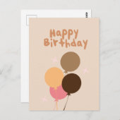 Bohemische ballonnen Happy Birthday Hand Lettering Briefkaart (Voorkant / Achterkant)