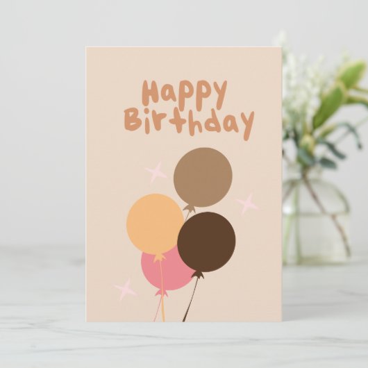 Bohemische ballonnen Happy Birthday Hand Lettering Kaart (Staand voorkant)